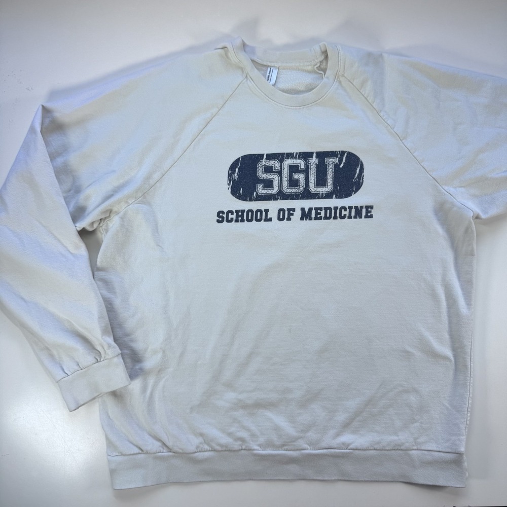 American Apparel SGU School Of Medicine Crew Neck Sweatshirt Adult 2XL White